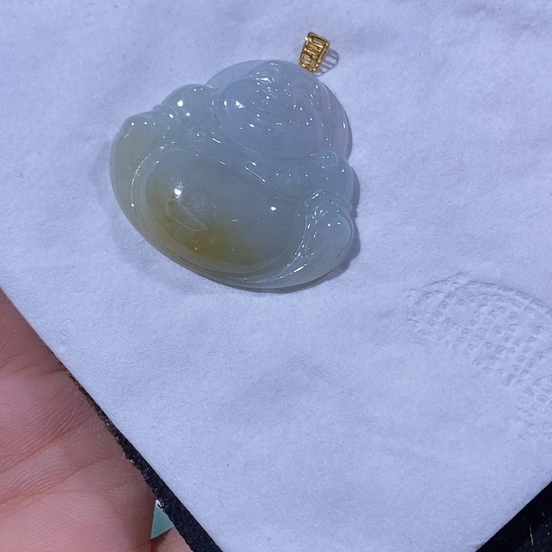 翡翠吊坠(不含链)18K金镶嵌