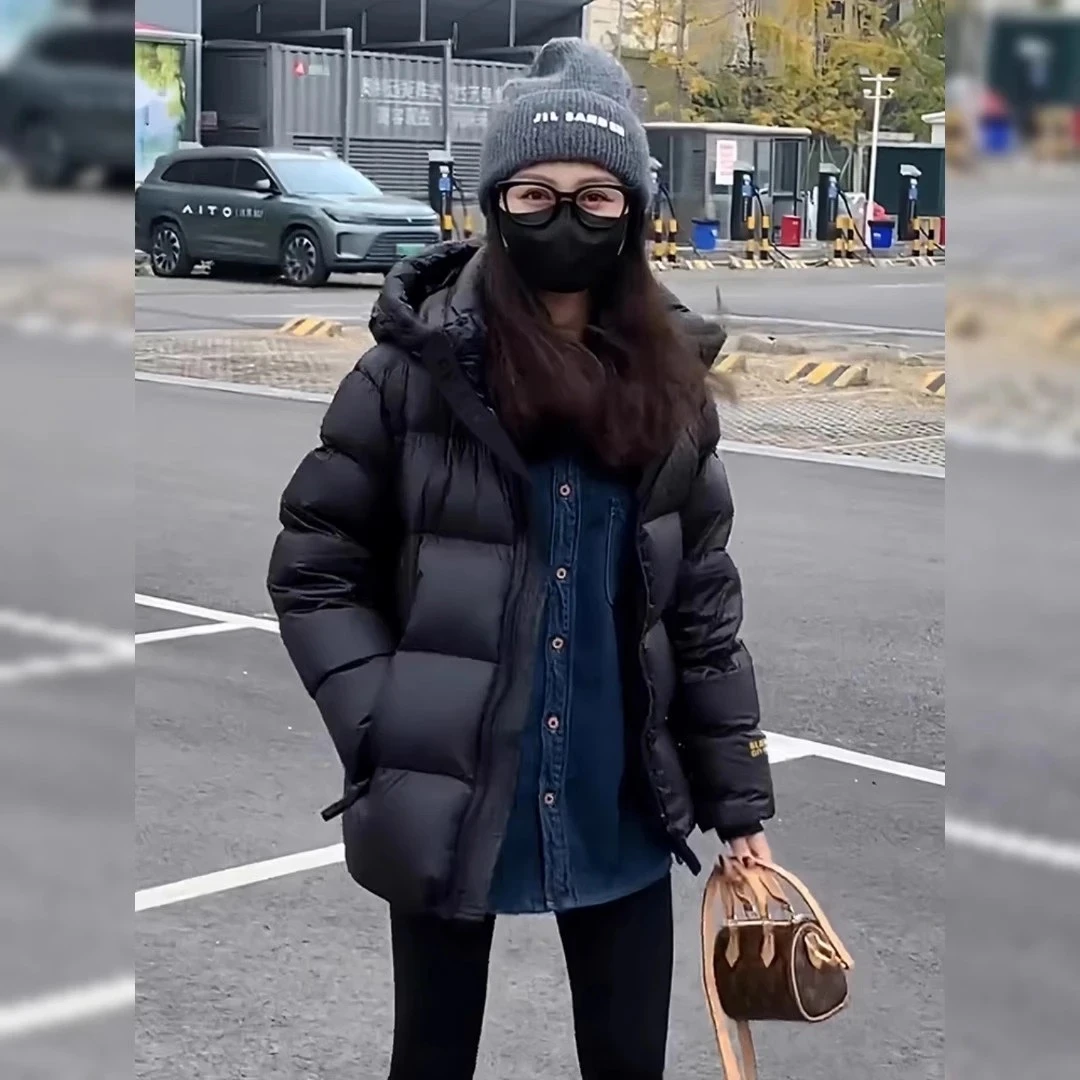 【现货黑金短款】G高端新款金标鸭绒羽绒服情侣同款男女保暖连帽