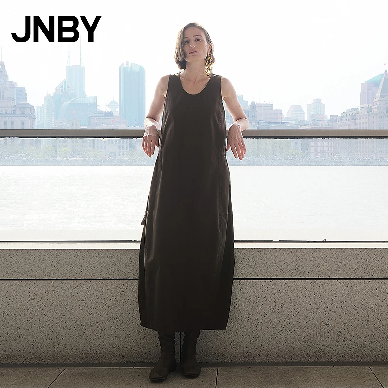 【商场同款】JNBY/江南布衣25夏新品连衣裙宽松无袖圆领5P4G11680