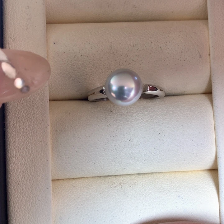 银S925镶嵌戒指海水珍珠