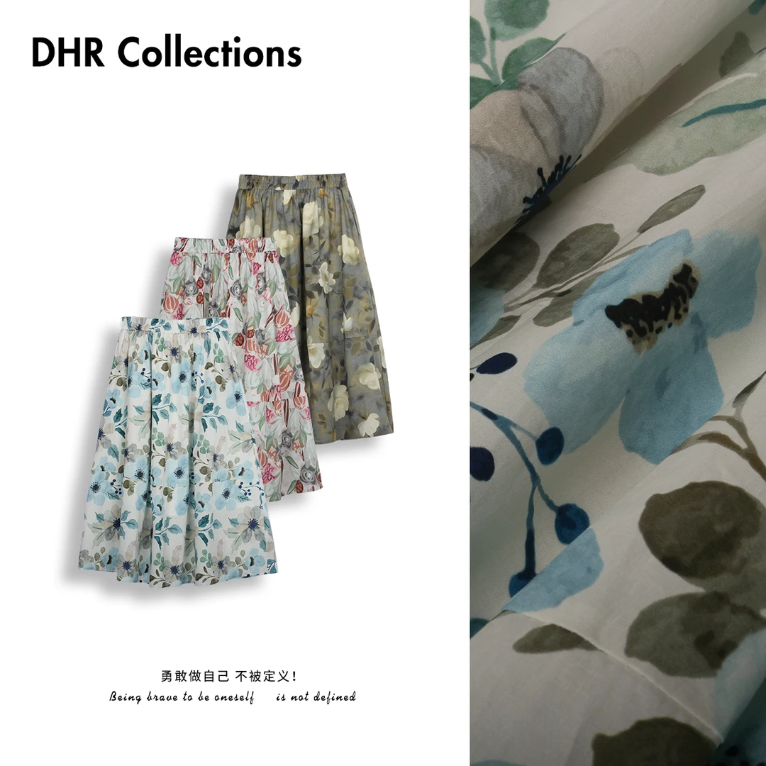 DHR COLLECTTIONS豆豆 春夏薄款碎花复古港风半身裙女-D7074
