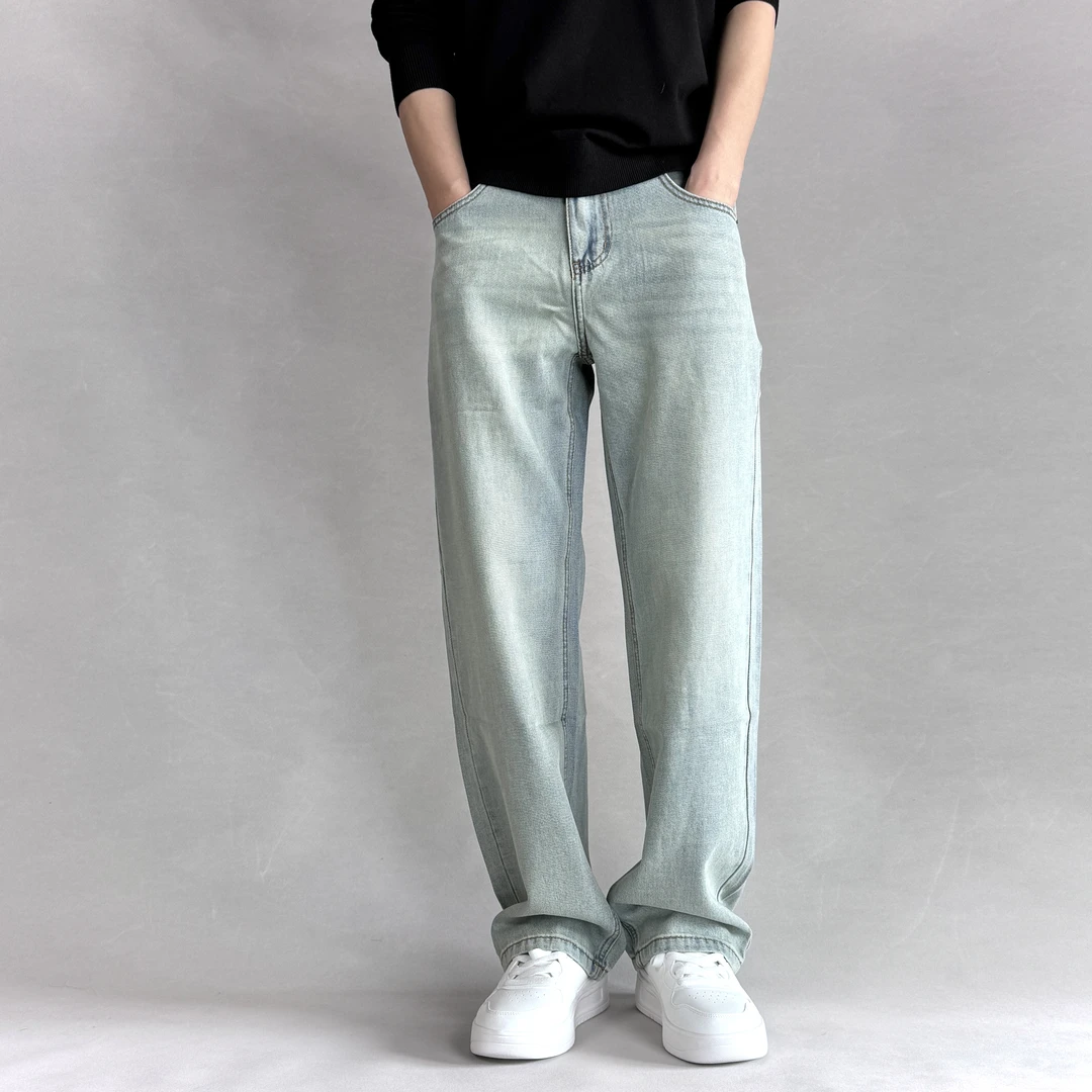 【宽松大直筒】春夏薄款柔软牛仔裤男款无弹微阔腿美式休闲简单大方