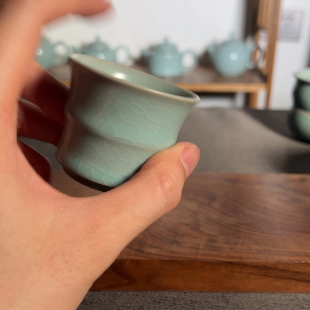 瓷片王学良老师仿古釉竹节杯