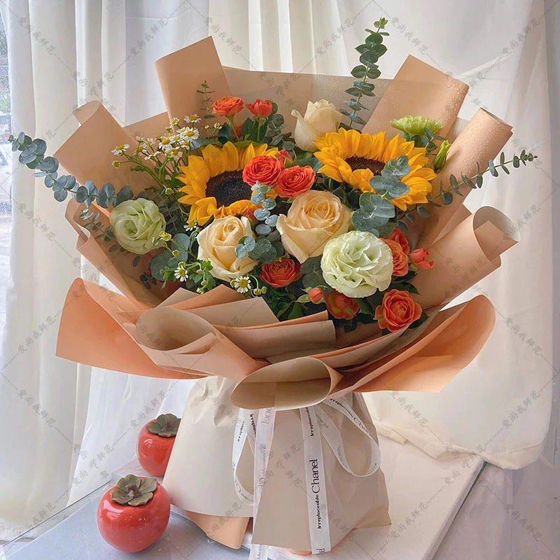 【幸福时光】2朵向日葵3朵香槟玫瑰混搭生日约会送恋人闺蜜XRK1009款花店送花上门