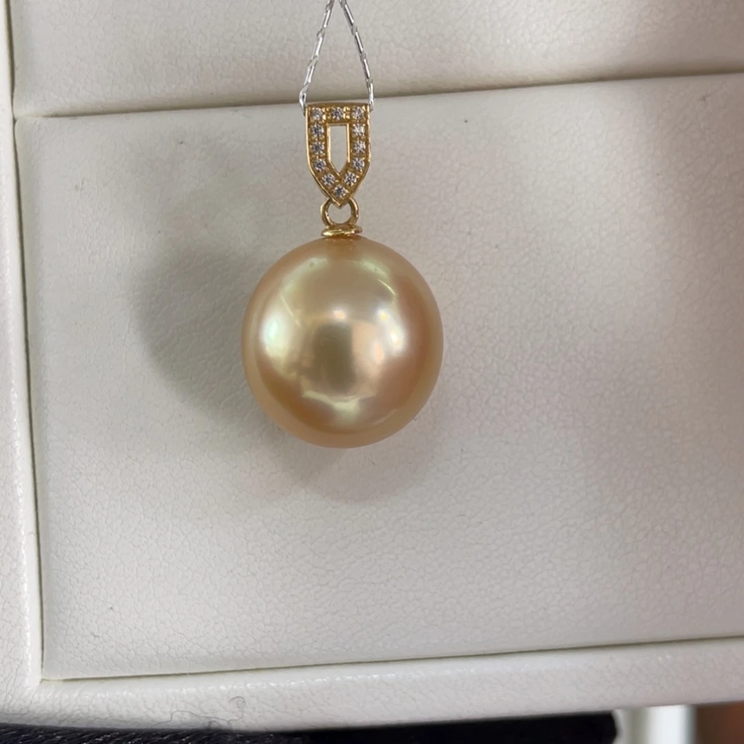 海水珍珠吊坠(不含链)18K金镶嵌13.3mm