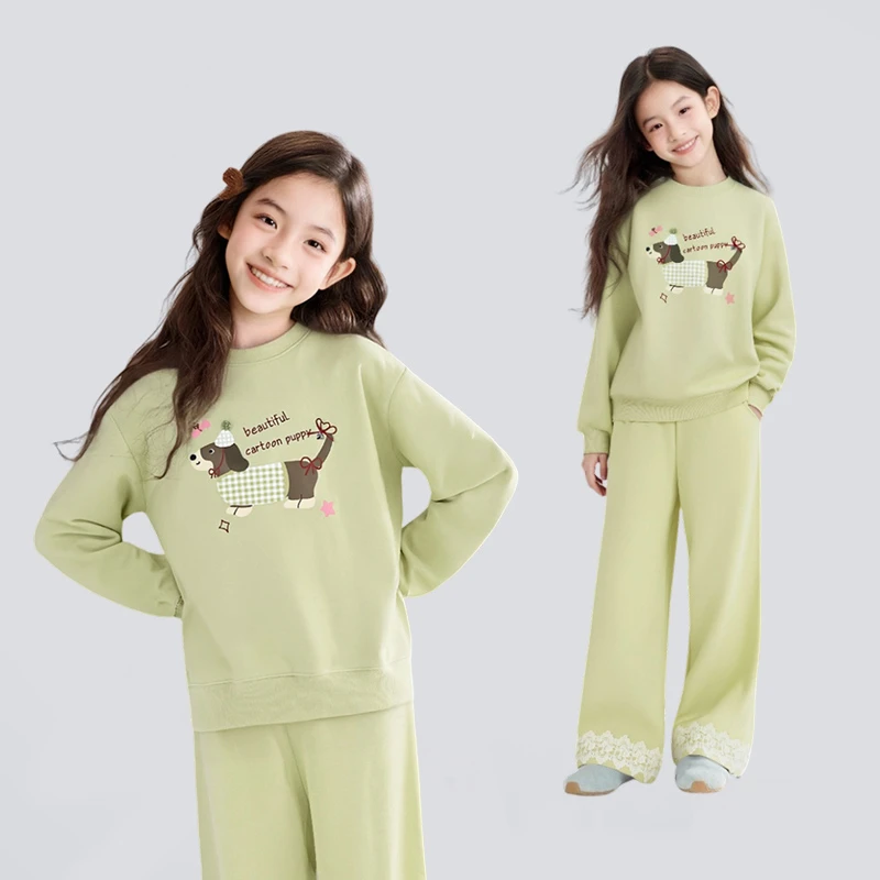 笛莎女童秋季套装春秋新款儿童洋气休闲卫衣两件套时尚-7M253T104