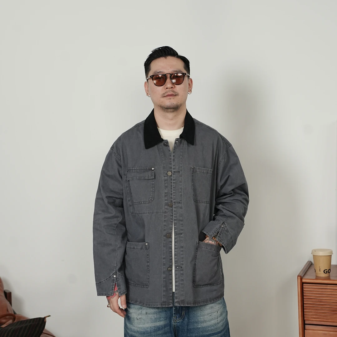 25FW秋季重工解构主义工装拼接外套日系复古休闲宽松翻领夹克