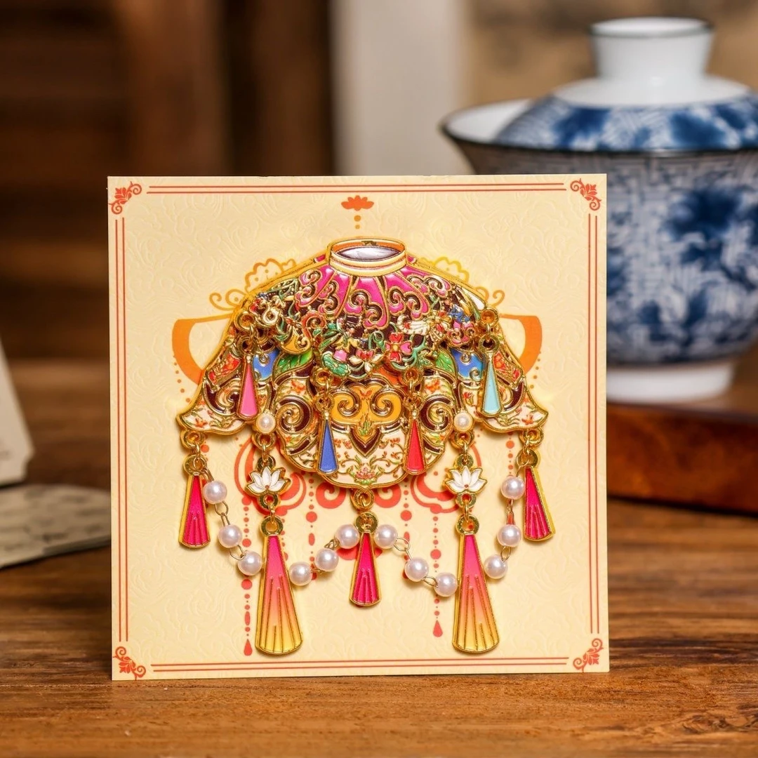 泉州原创双层磁吸四方如意云肩金属冰箱贴文创旅游纪念品