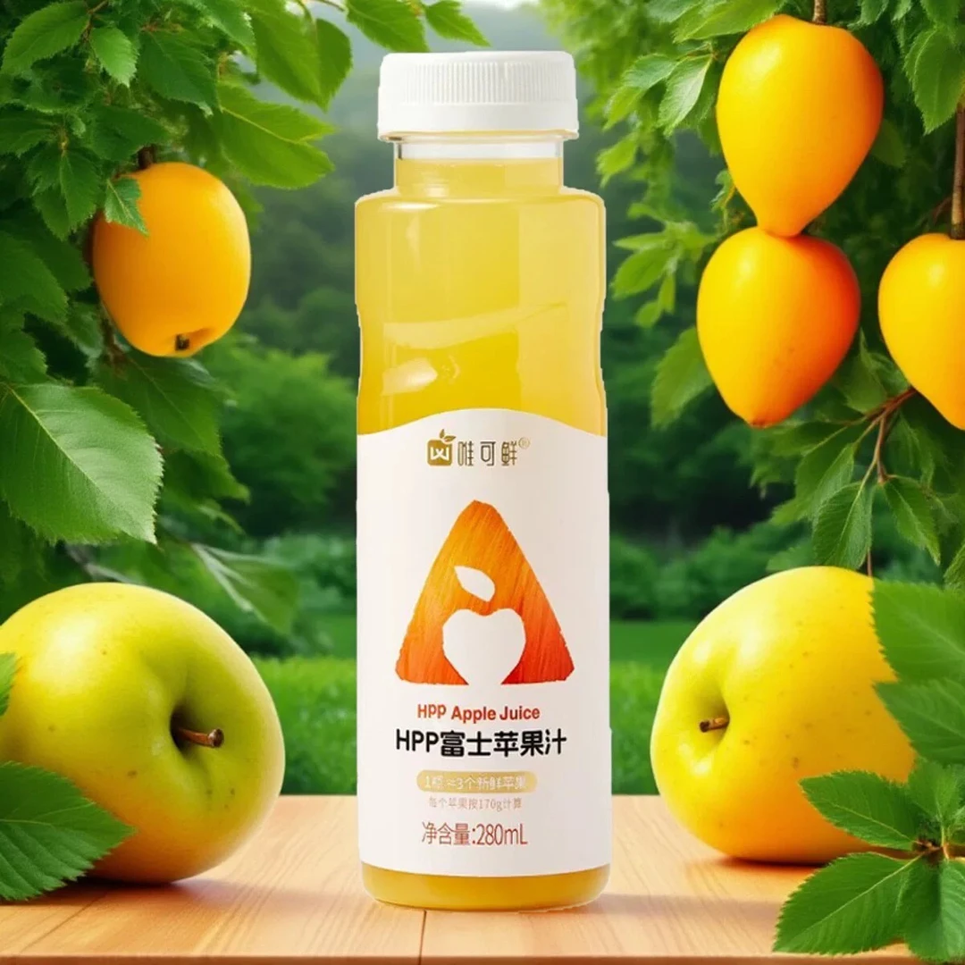 短保60天【8月4日到】唯可鲜HPP富士苹果汁280ml*6瓶