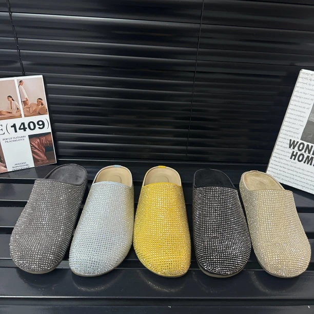 包头平跟卡通钻平底包头拖凉鞋时尚潮流软底休闲鞋凉拖