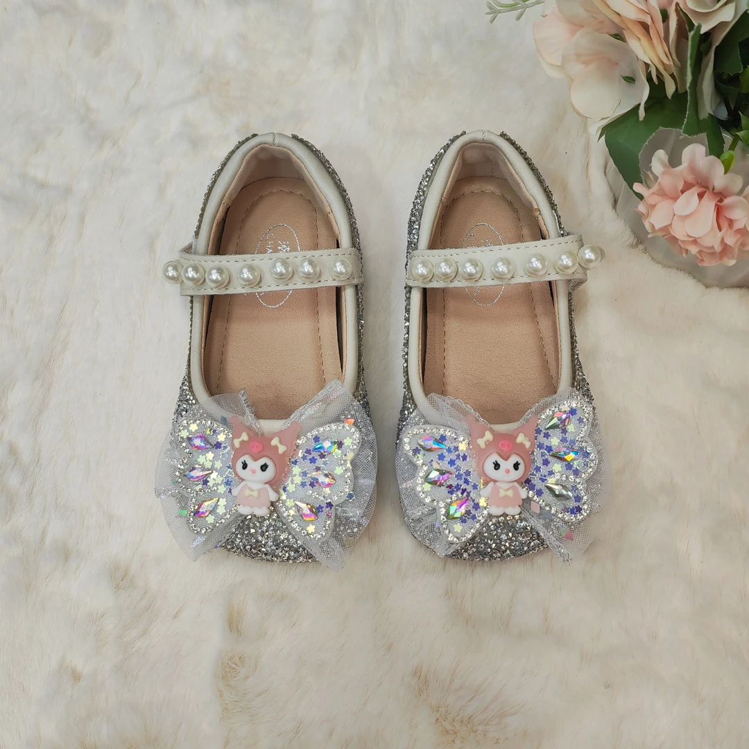 新款软底软面库洛米真皮公主鞋爱莎公主鞋水晶公主鞋小女孩鞋子