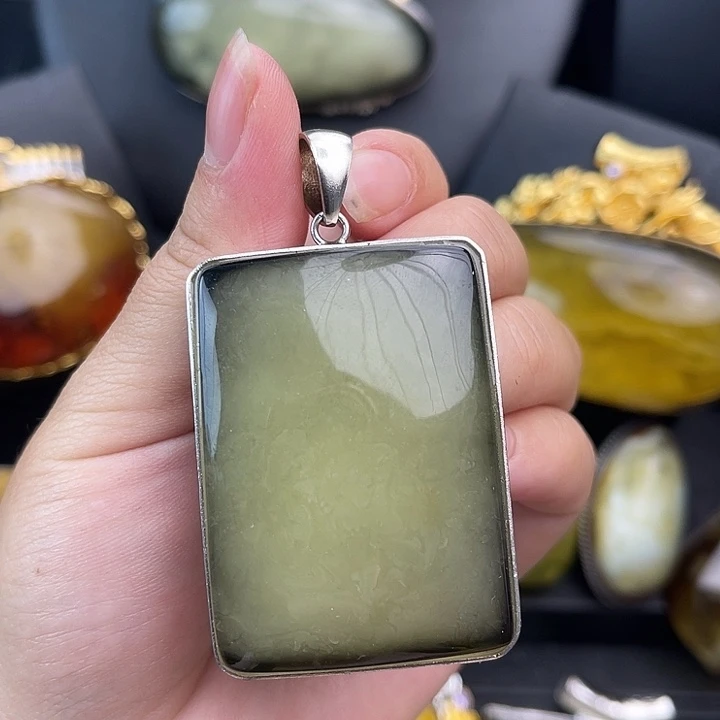 琥珀银S925镶嵌裸石