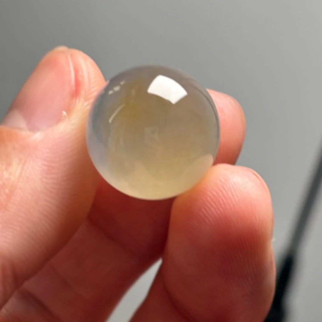 天然缅甸翡翠冰黄双色黄紫特色大珠子卡17.6高冰大颗通透