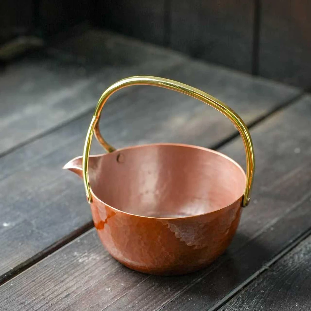 手工紫铜茶具茶道配件三系提梁公道杯温茶器