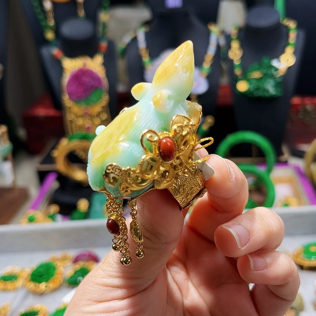 【闪购商品】翡翠戒指银S925镀金镶嵌璐****福利