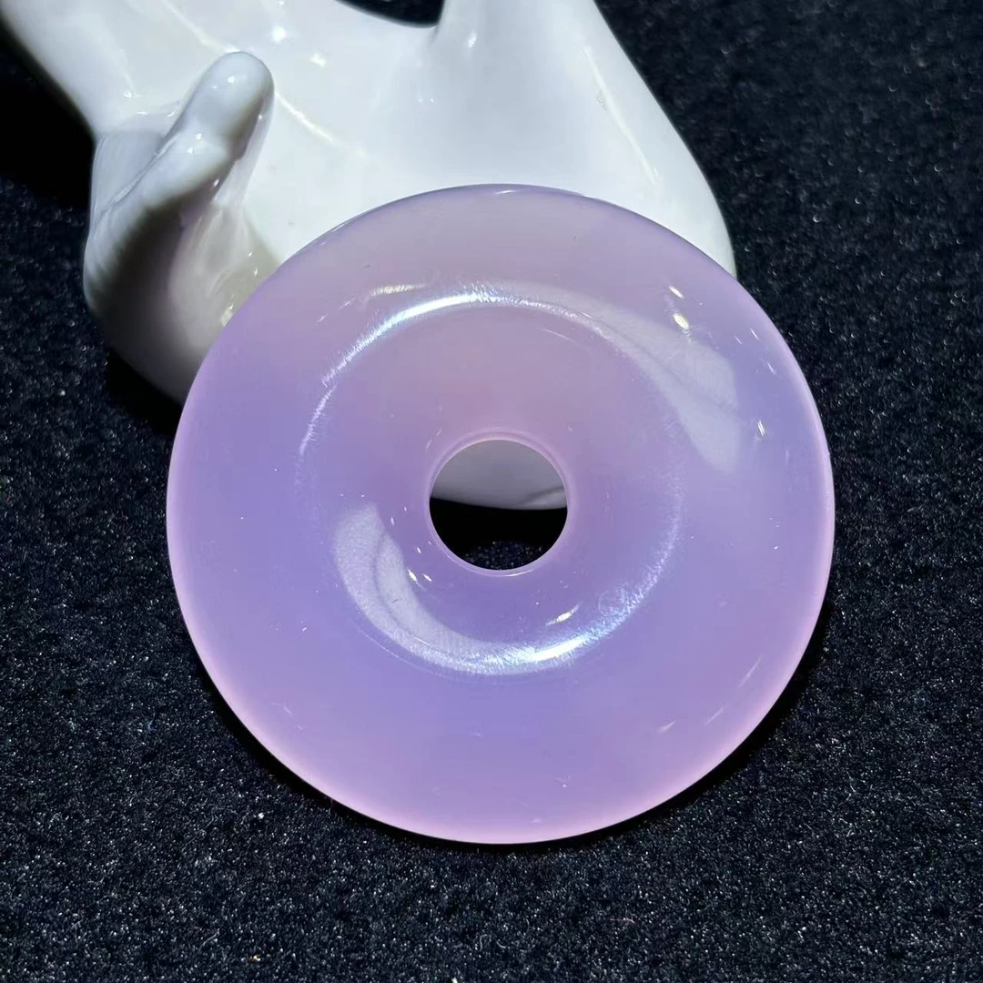 S1328卡50左右-马料芙蓉玛瑙玉粉平安扣-配绳