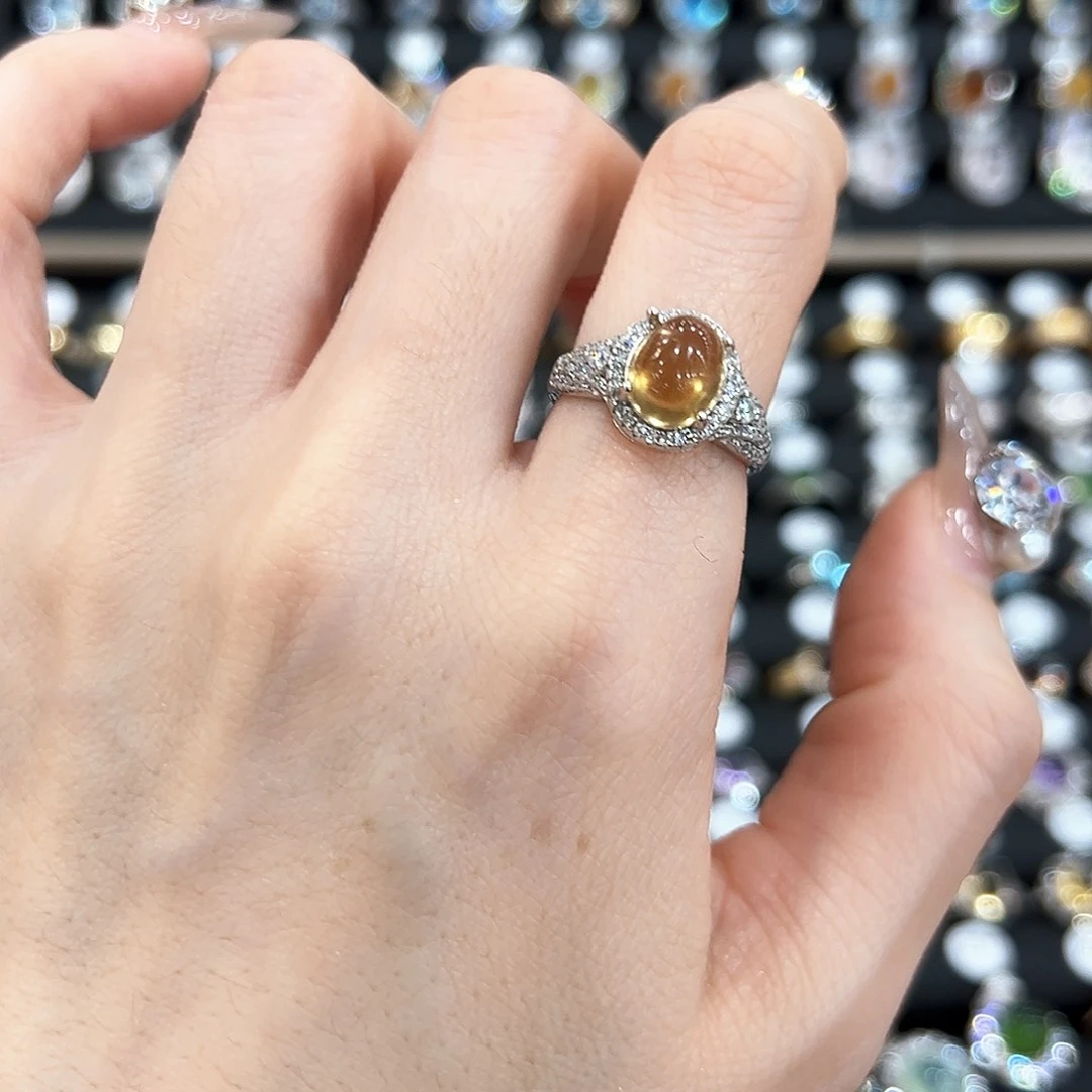 蛇纹石玉戒指银S925镶嵌a*o