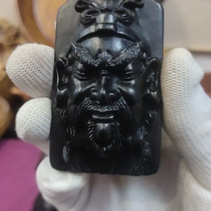 东非黑黄檀（紫光檀）武财神关羽吊坠挂件