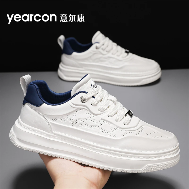 意尔康男鞋2025新款潮冬季厚底增高小白鞋子男士透气运动休闲板鞋