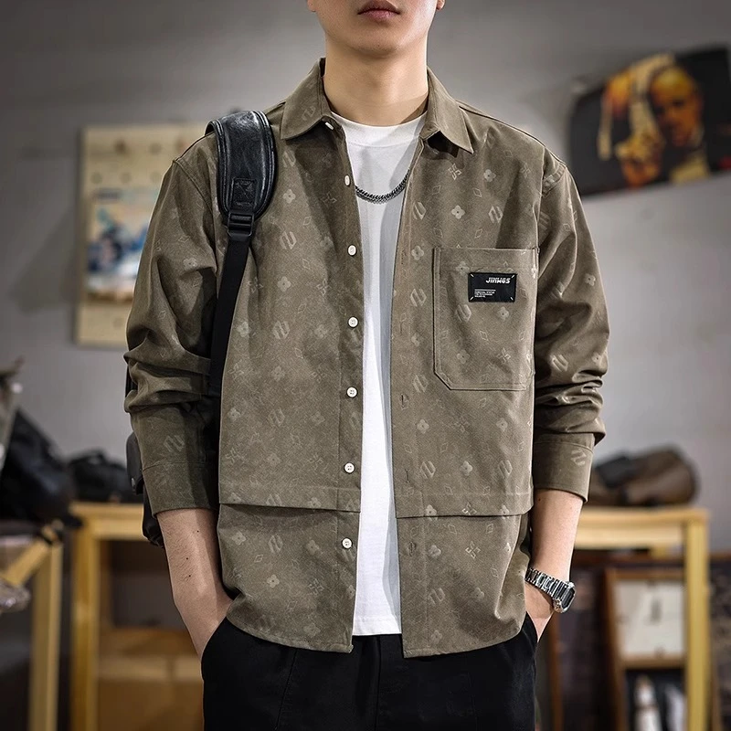 MR.MUDI/穆迪先生高端美式潮牌印花男士衬衫宽松大码休闲翻领上衣