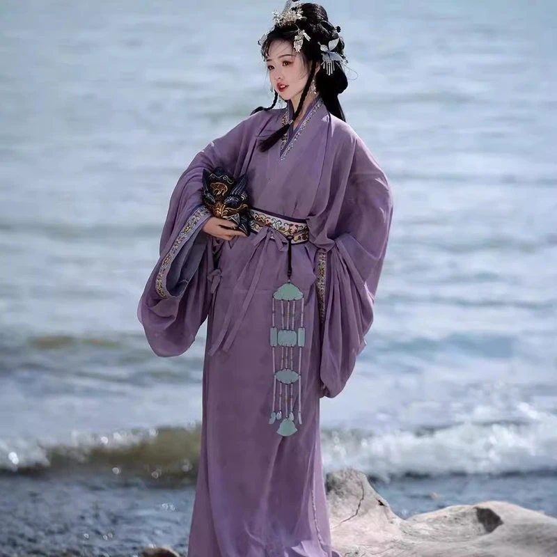 战国袍马山楚墓古风日常直裾袍汉服女大袖交领拖尾大放量直裾秋冬