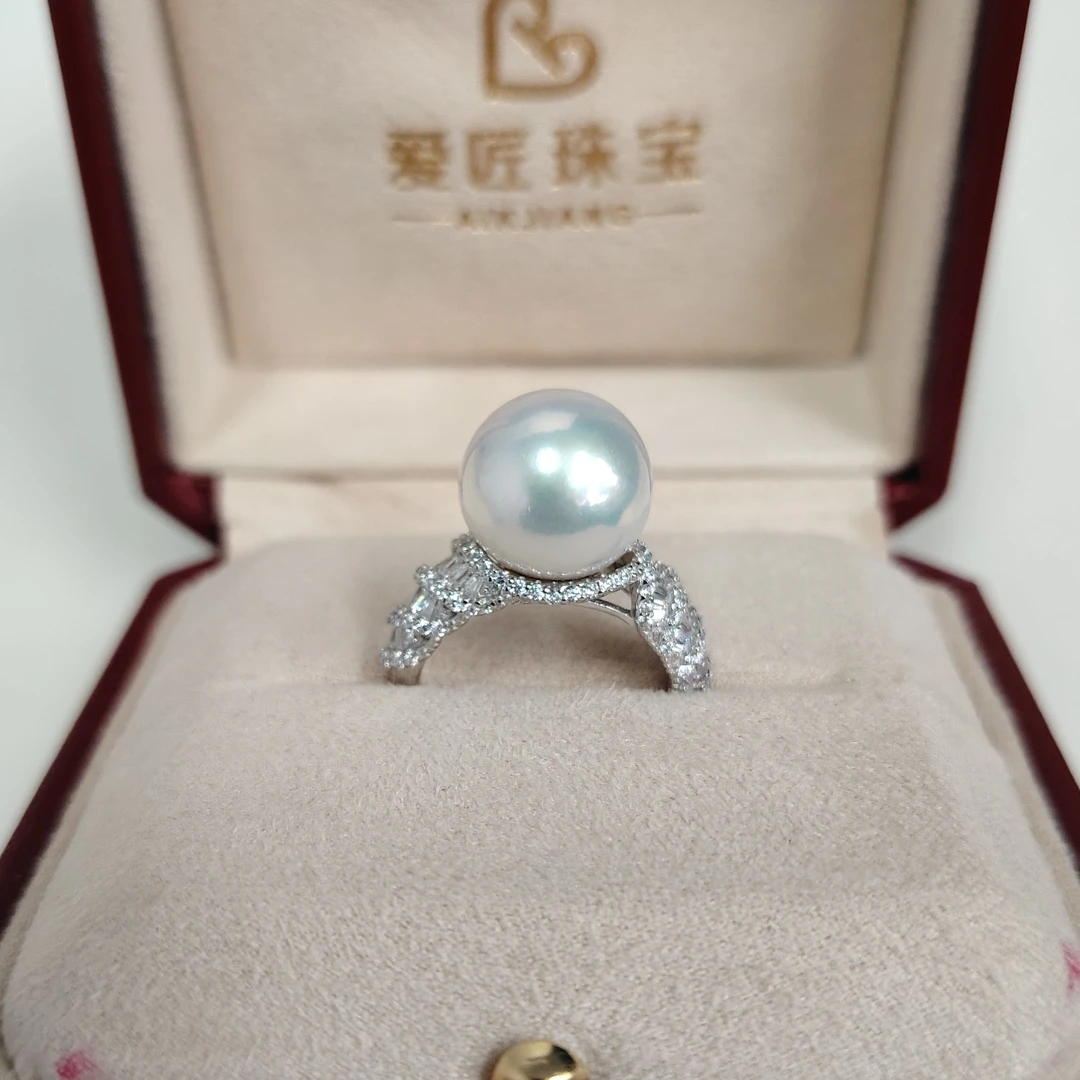 AIKJIANG/爱匠【惊艳】稀有色人鱼姬极光淡水珍珠戒指12-13mmS925银