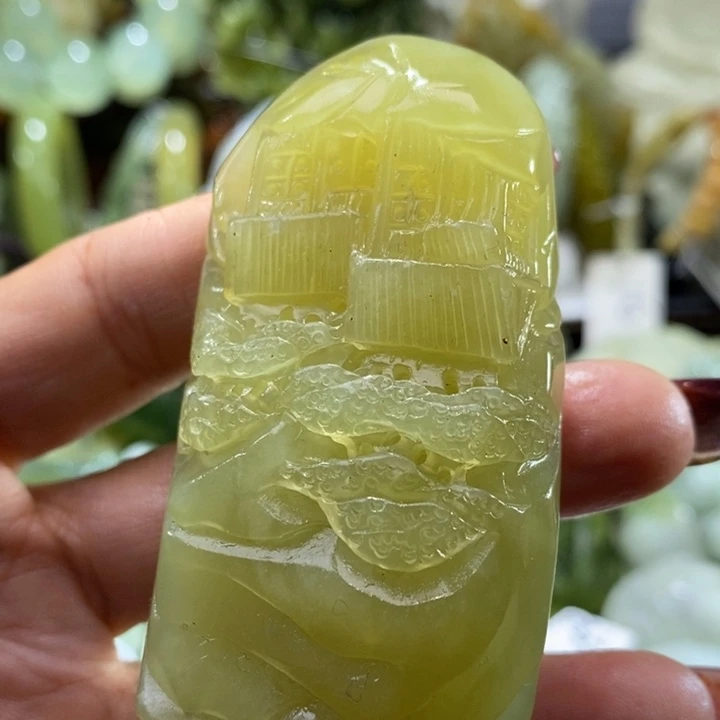 岫玉未镶嵌岫玉手把