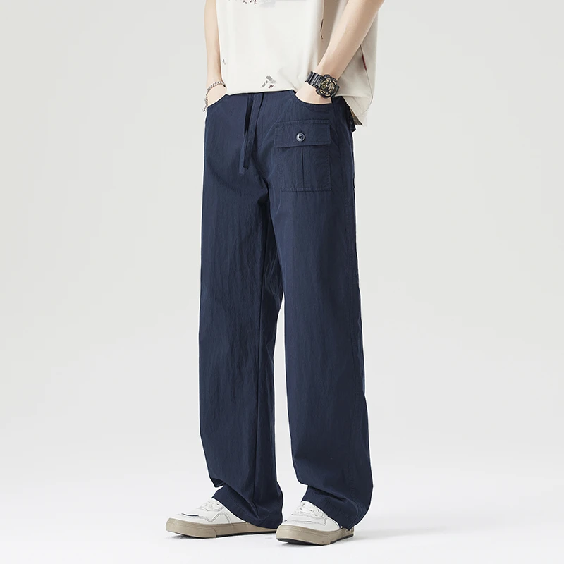 2025夏季新款冰丝速干伞兵工装裤男士宽松户外直筒春秋休闲裤子男