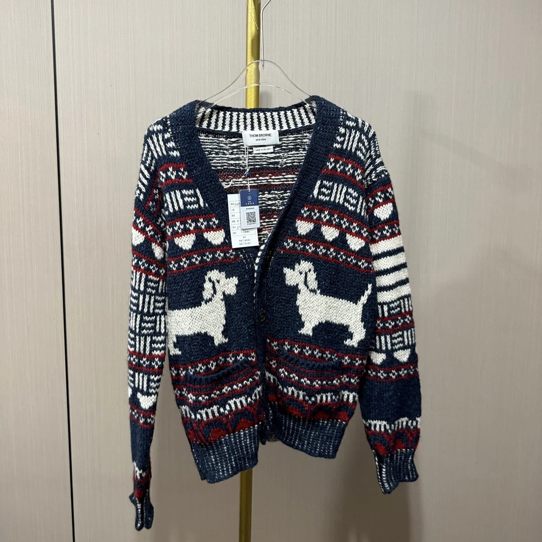 99新 THOMBROWNE 刺绣logo羊毛开衫/尺码2/E0296