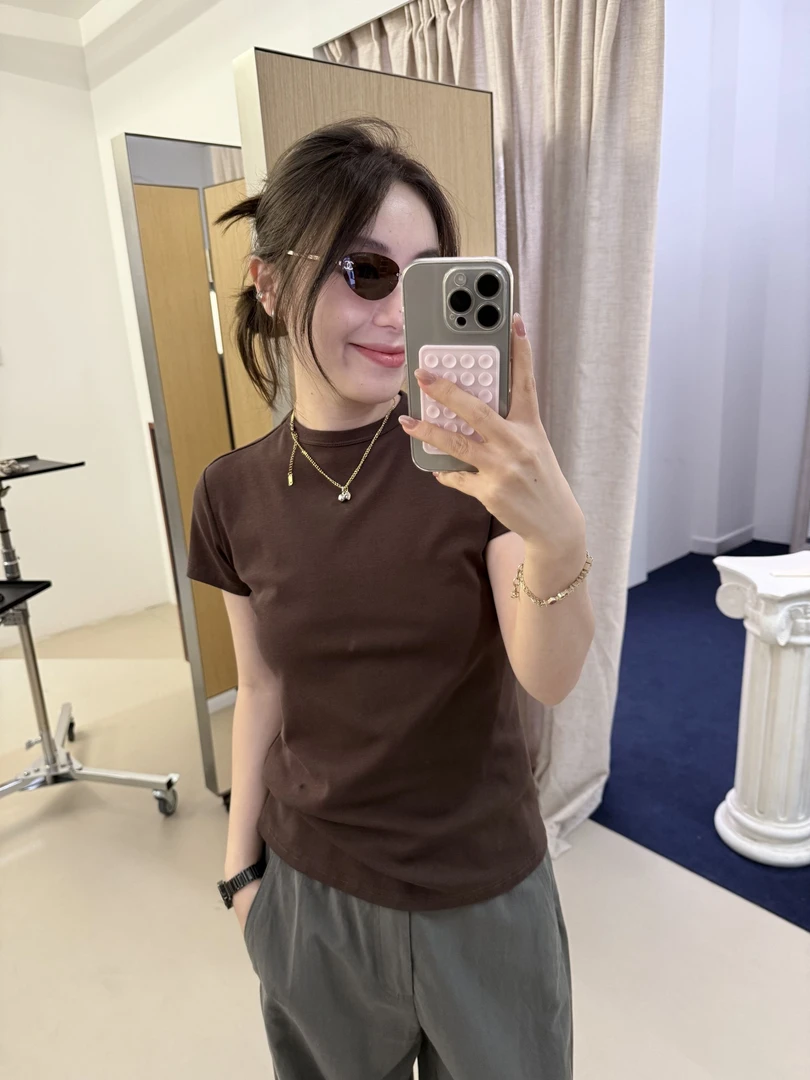 【ZHANGDAYUN】99104#【Ins博主正肩极简弹力T恤】