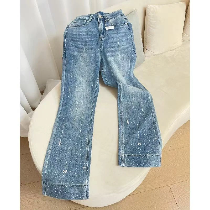 【左岸絮语】·精致小香风设计师工艺窄版弹力宽松显瘦直筒裤拼接