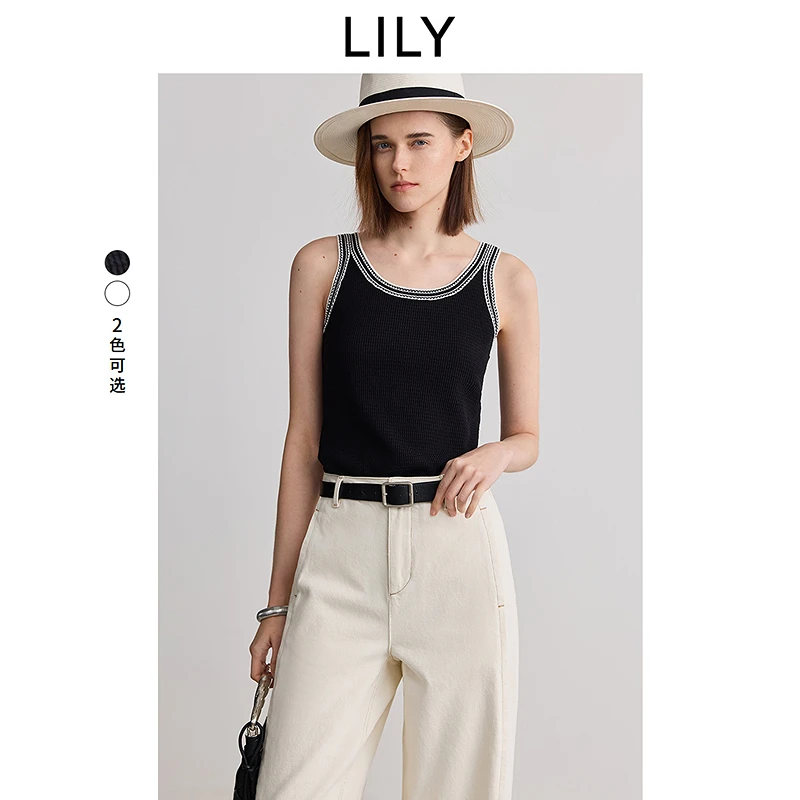LILY2025夏含莱赛尔针织吊带背心女打底125219TK912