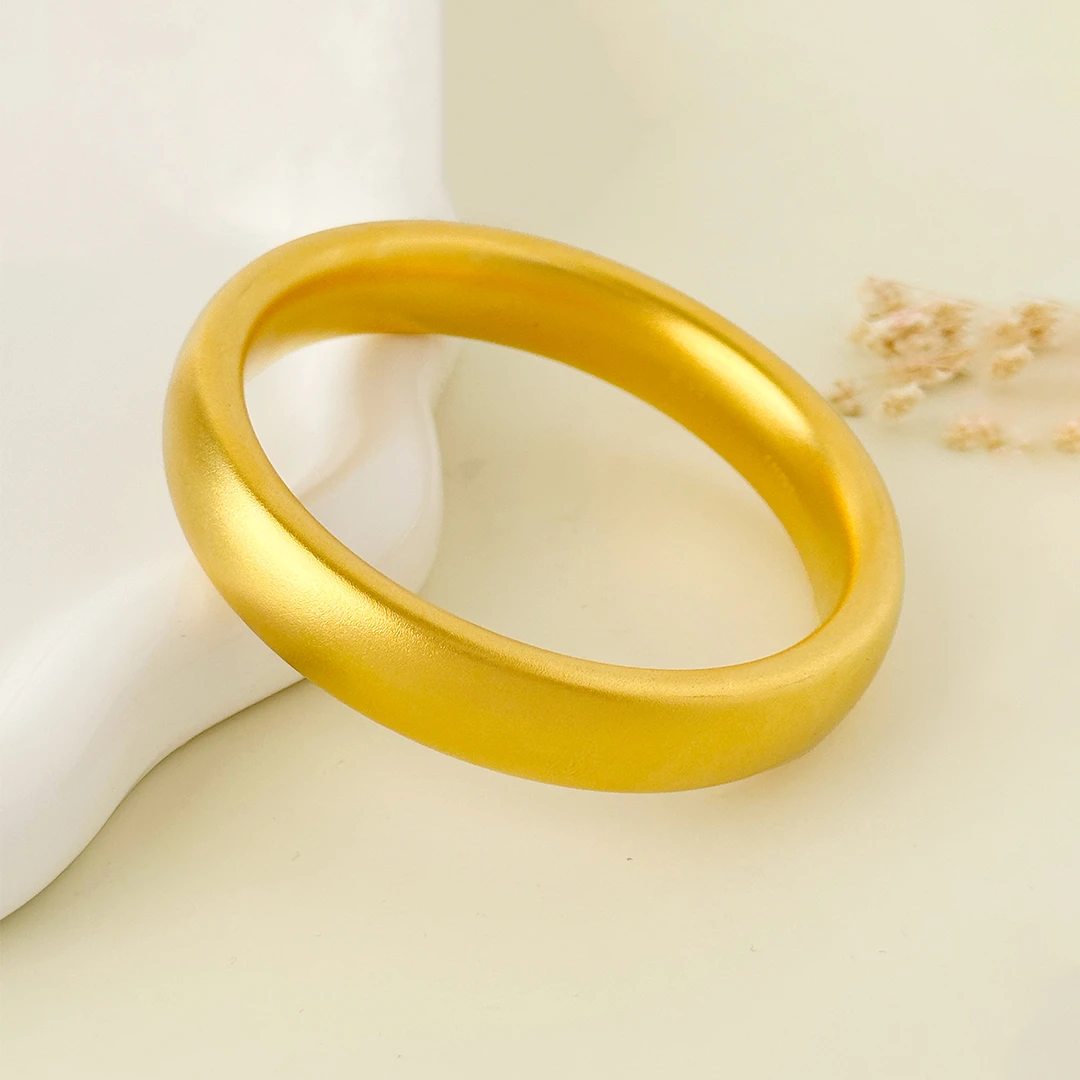 足银手镯 足银999.9大克重手工古法宽条素圈手镯气质千金风