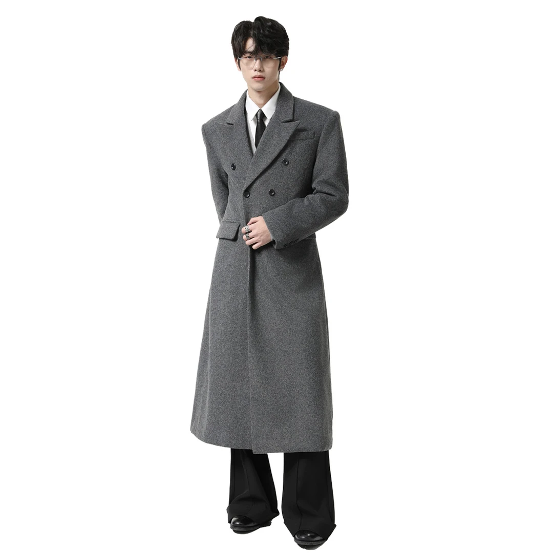 AmateurFit【权利】老钱双排扣羊毛混纺大衣收腰设计毛呢外套