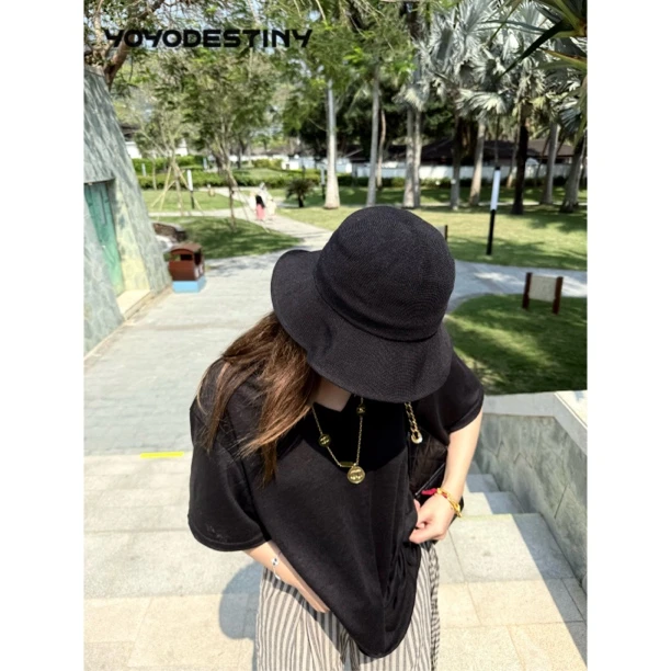 金标系列/极简渔夫帽桑蚕丝轻盈显脸小遮阳帽亲肤易打理大帽檐