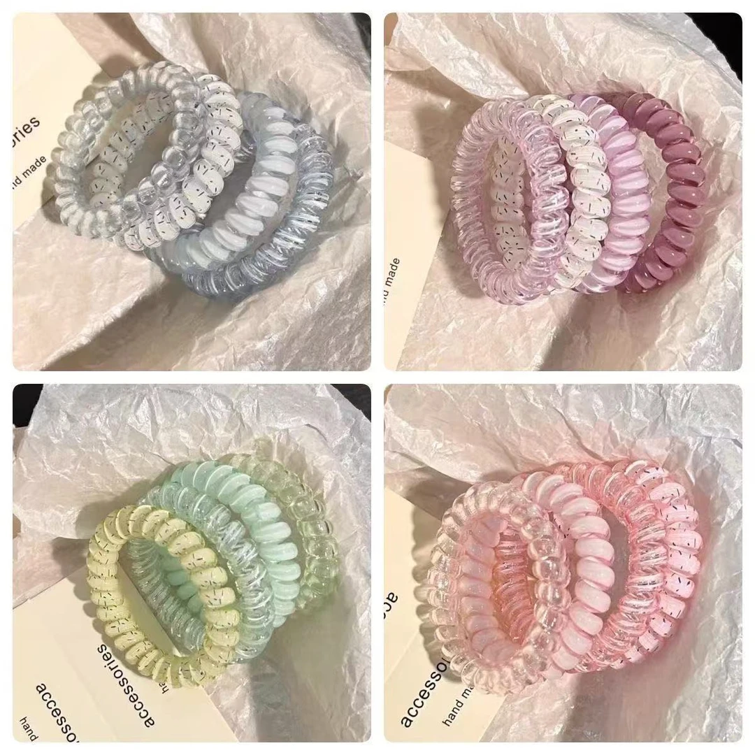 夏季新款高品质葡萄椰椰波点电话线夏天清新百搭日常发绳头绳发圈