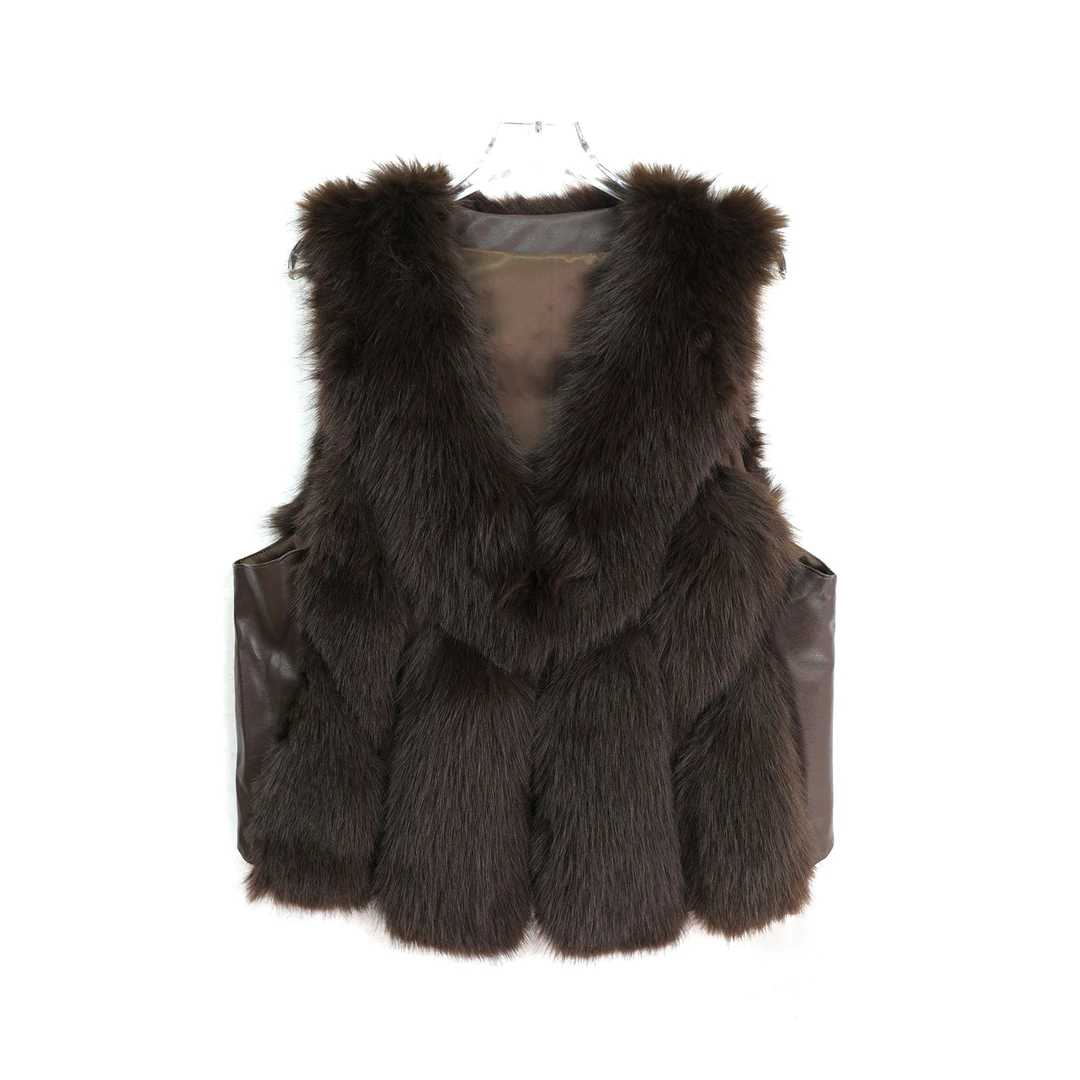 秋冬新款外套百搭修身毛毛背心坎肩轻奢马甲S5034