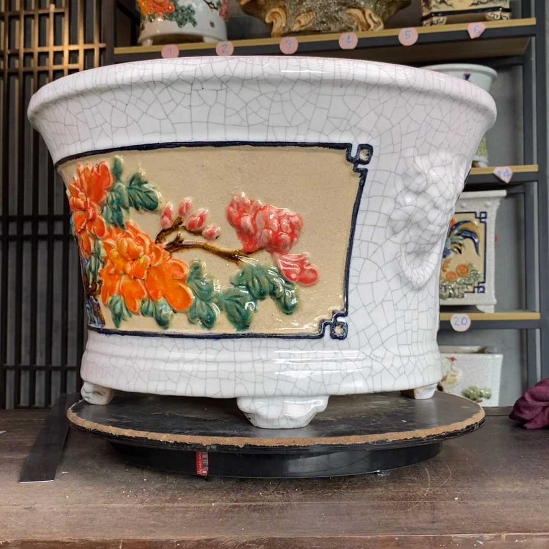 无铅玻璃农**李白色圆盆3。