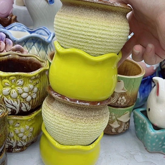 多肉绿植陶瓷花盆9.9包邮