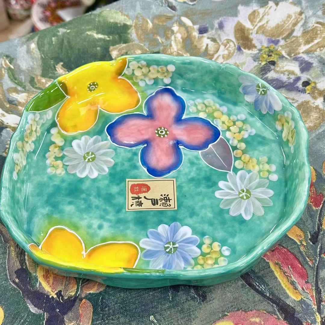 濑户烧 遇见初夏-8英寸手捏椭圆盘一个装