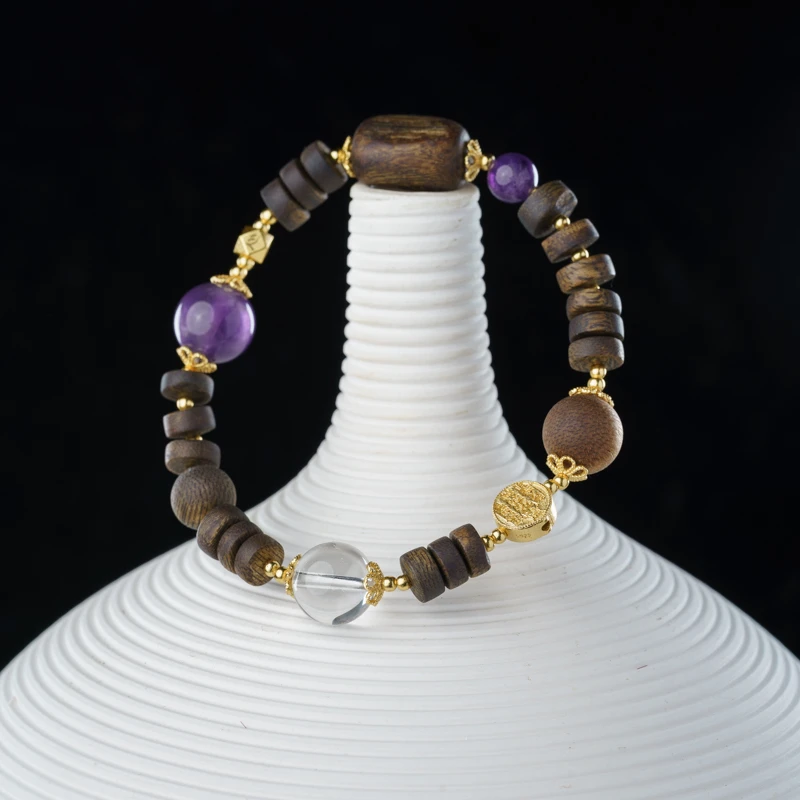 【昔悦】奇楠沉香水晶单圈手串