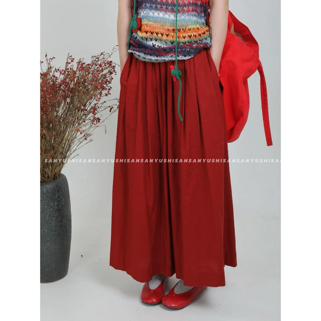 三与十三|山莓渣|日系复古百搭日常显瘦棉麻中长款休闲裤