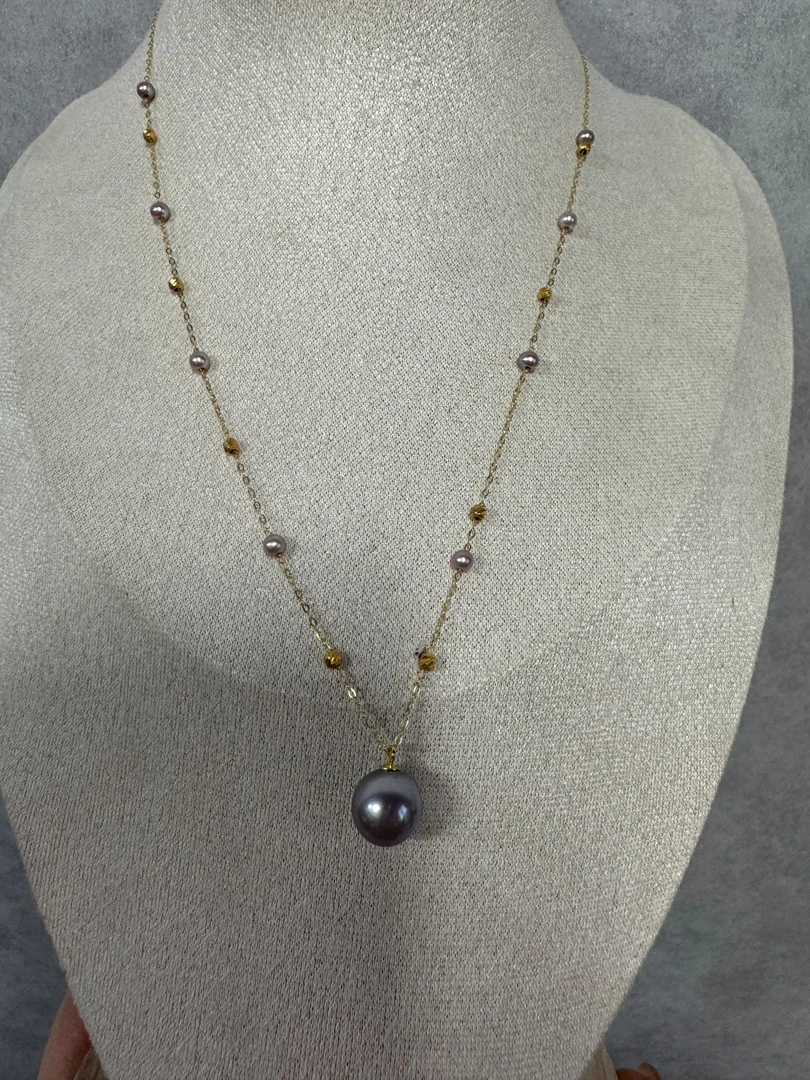 天然淡水珍珠紫色金满天星淡水珍珠10 - 11mm锁骨链经典百搭仙女