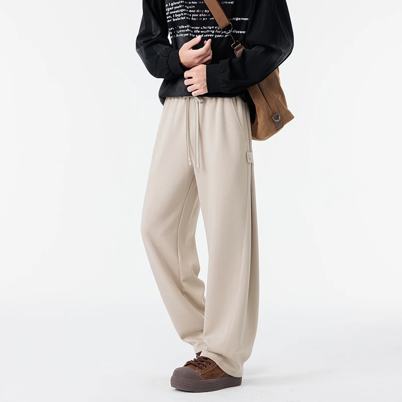 GOONJDKE男士春秋大码直筒休闲裤胖男生加肥加大潮流纯色阔腿卫裤