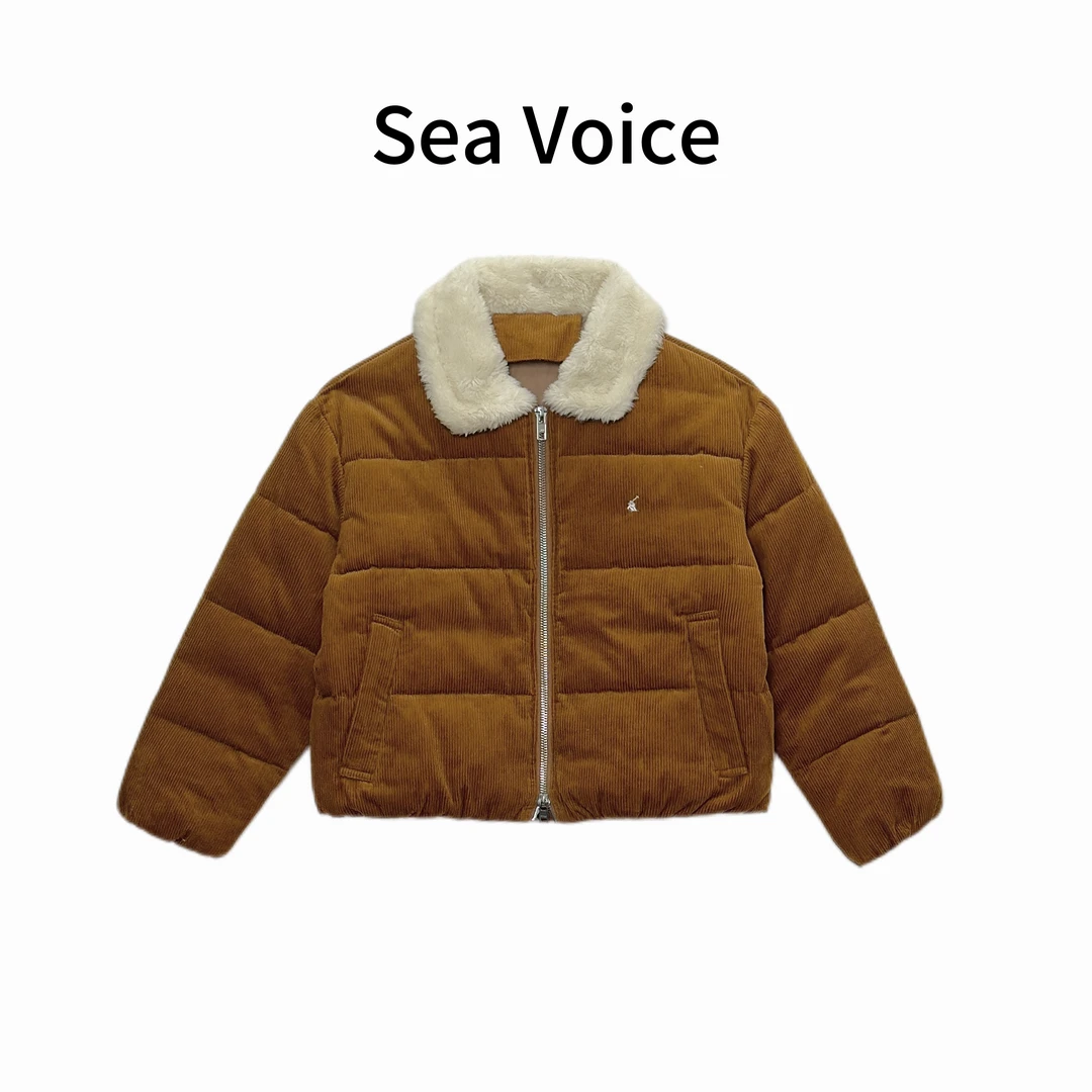 【海哥精选】刺绣灯芯绒翻毛领羽绒外套5618-317