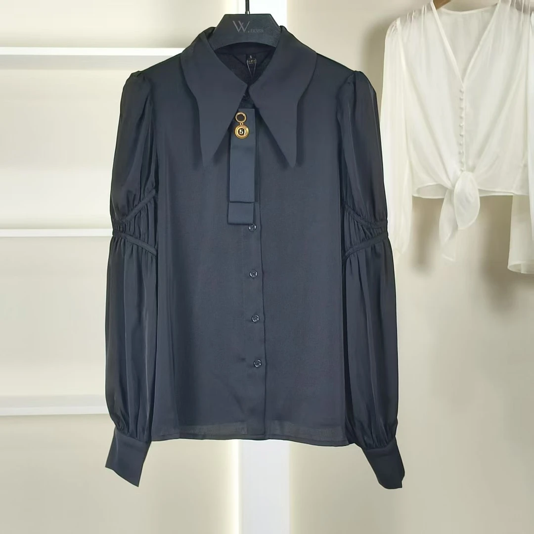 麦迪尚品【白LY】50407383 春季简约时尚长袖衬衫上衣品牌撤柜女装