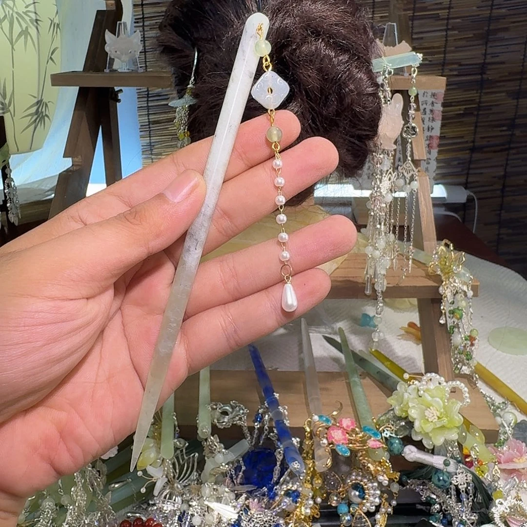 合金蛇纹石玉发饰
