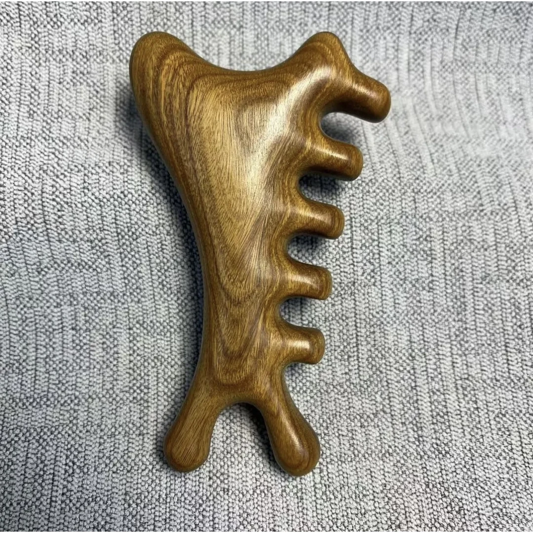 【绿檀产品】绿檀木头部按摩梳头疗疏通头皮经络梳多功能脸部鼻按摩
