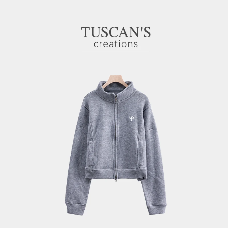 TUSCAN'S CREATIONS百搭女士休闲针织长袖拉链上衣女装时代双鱼