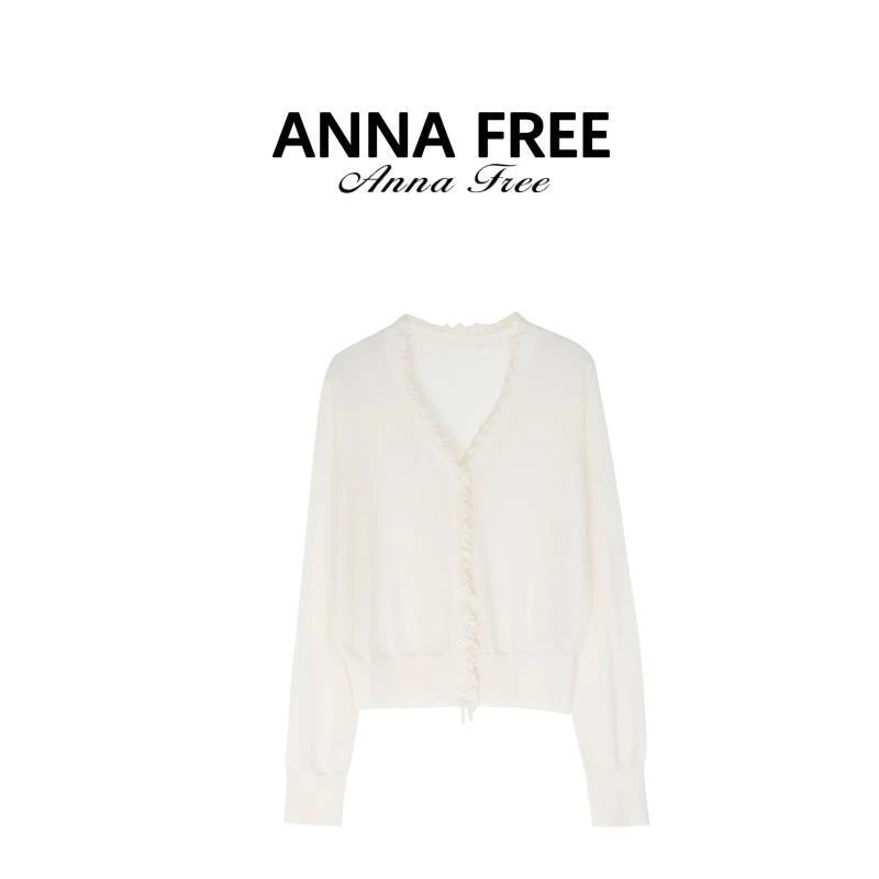 ANNA FREE【木耳边边】2025秋季新款时尚百搭V领长袖羊毛衫Z8634
